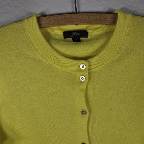 J. Crew Yellow Cardigan Sweater Size S Long Sleeve Button Up Crew Neck Cotton - Picture 5 of 15